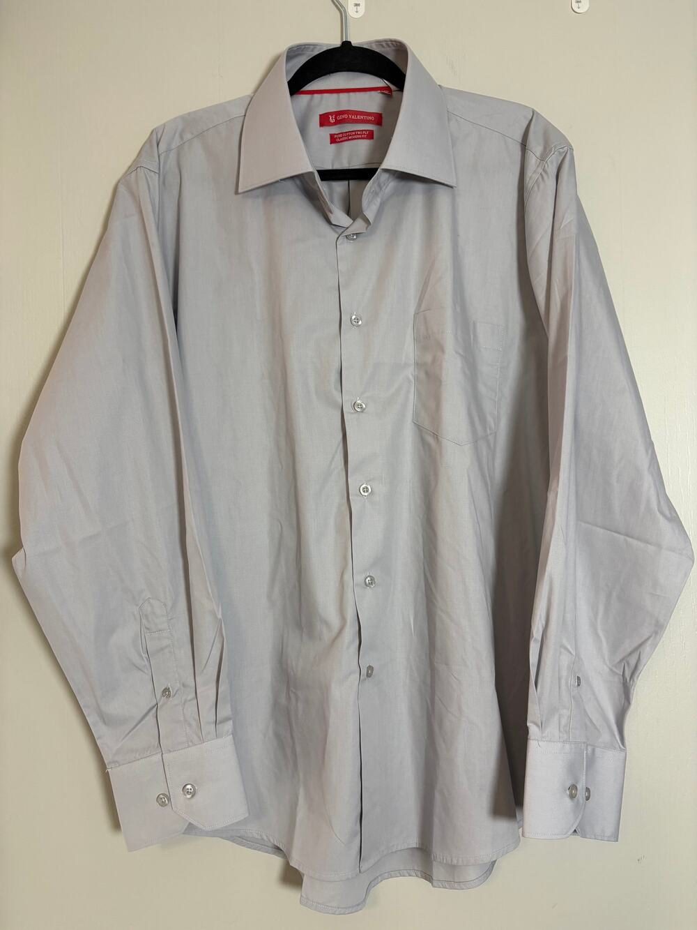 Gino Valentino Mens Pure Fine Cotton Classic LS Modern Dress Shirt 2XL 18 36-37